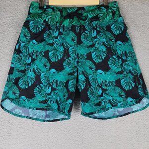 NEW Gradual Shorts Adult XL Green Black Leaf Plants Brief Lined Active Stretch